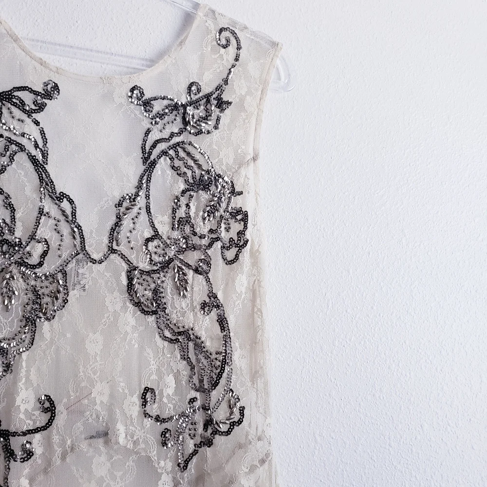 Free People Lace Beaded Bohemian Handkerchief Lace Dress